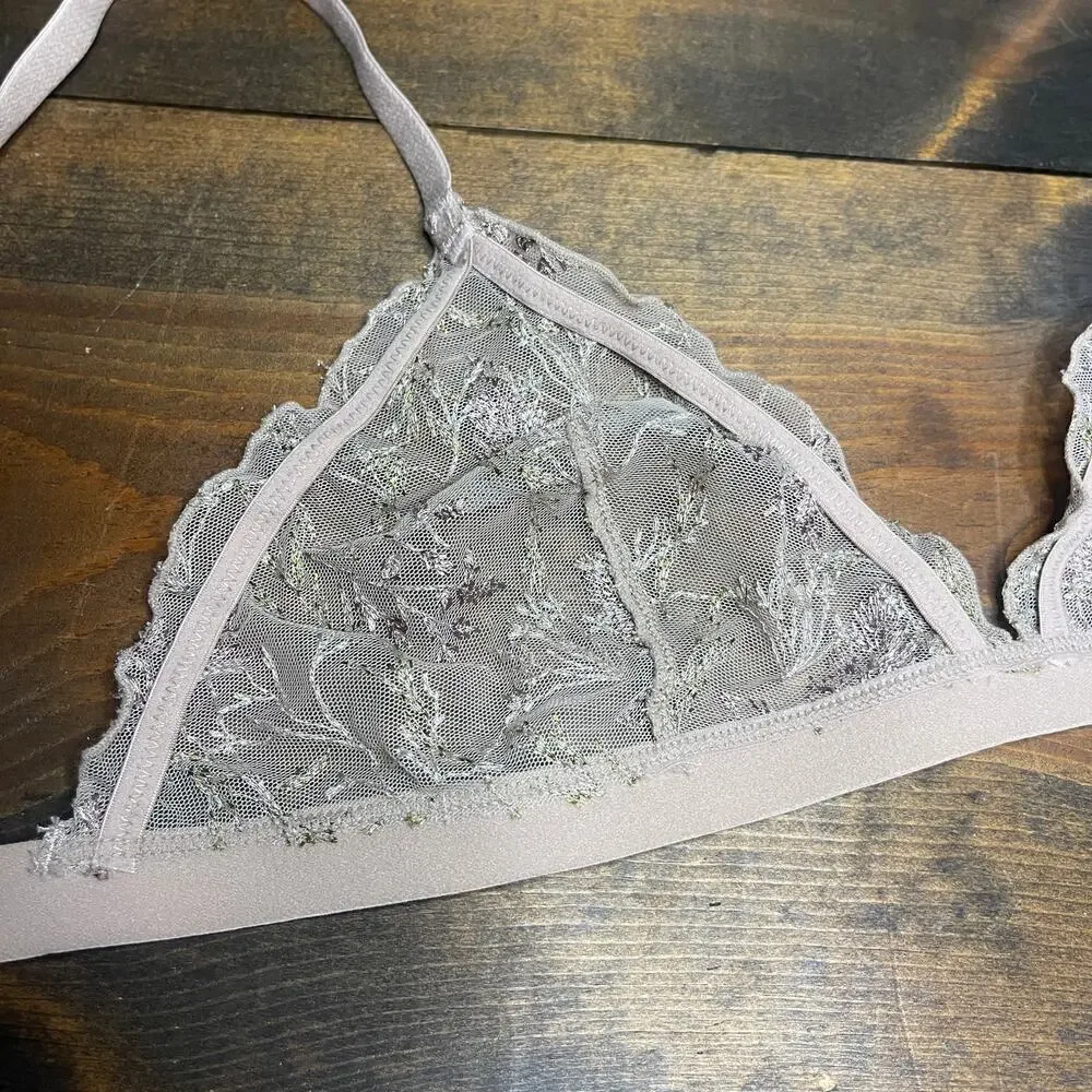 Etam Louange Embroidered Floral Non Padded Bralette Romantic Women's 36C